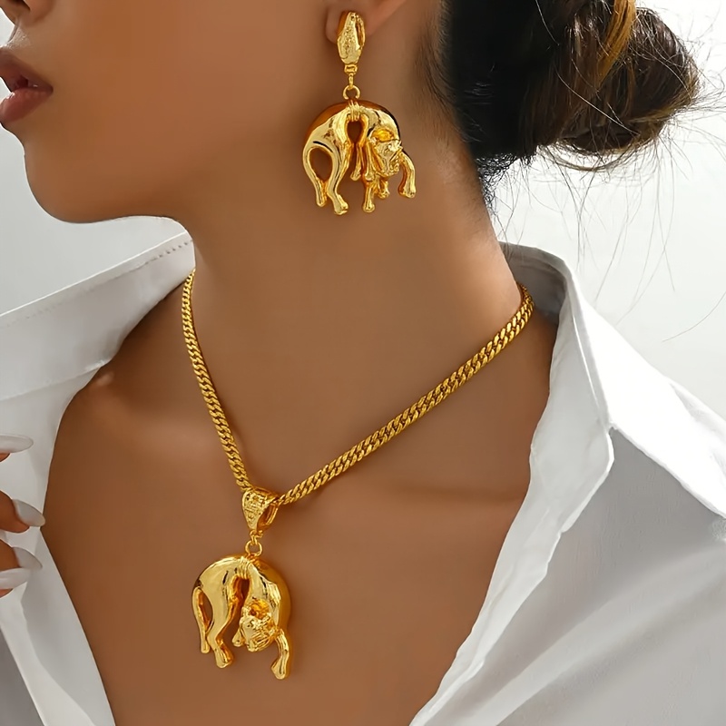 Leopard Earrings & Necklace Set Women's Jewelry